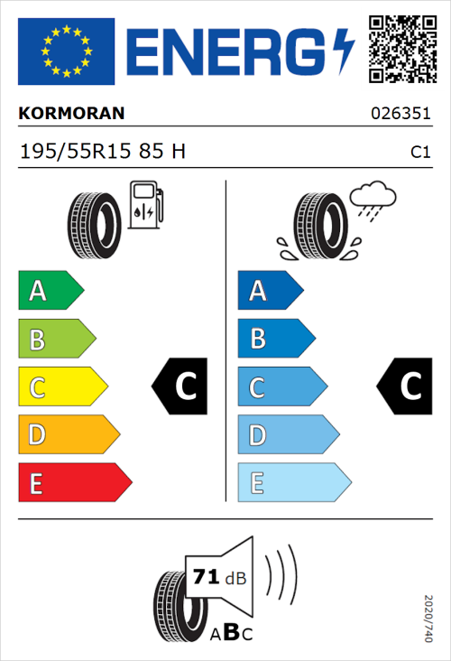Tyre Label for Kormoran Road Performance 195/55R15 85H