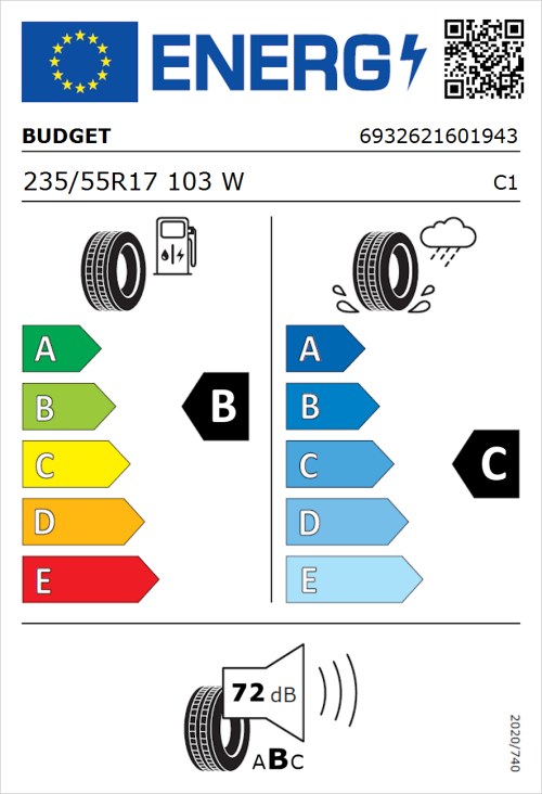 Tyre Label for Budget Budget 235/55R17 103W